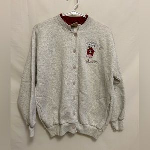 Vintage Top Stitch Button Down‎ Sweatshirt Size Petite Medium